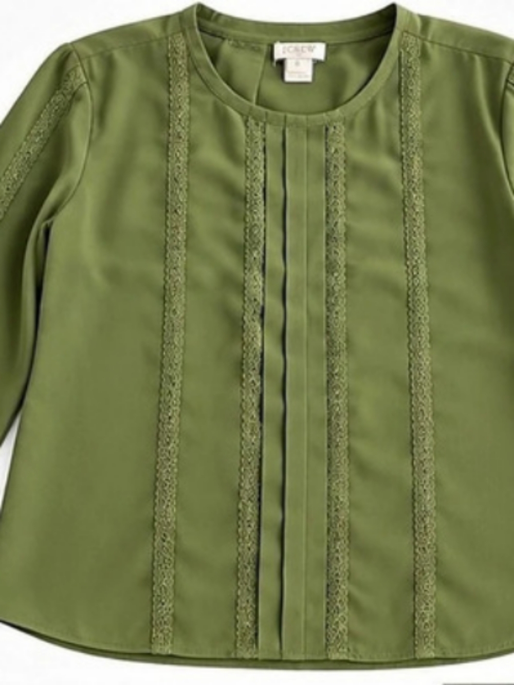 J.Crew Lace Trim Blouse in Green Size Small Like New